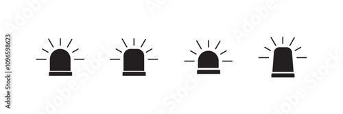 Emergency siren lamp icon set. Alarm lamps vector icons.