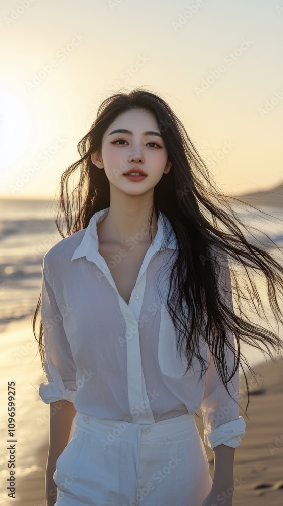 Attractive young businesswoman standing in the desert at sunset
Attractive young businesswoman standing in the desert at sunset