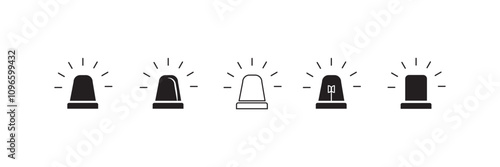 Siren icon Flat fill set collection