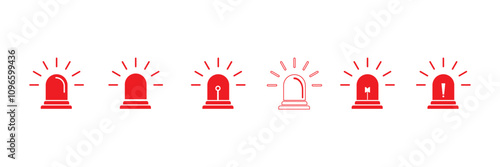 Siren icon Flat fill set collection
