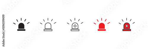 Emergency siren icon. Alert light bulb icons collection. Ambulance emergency siren icons set. Vector