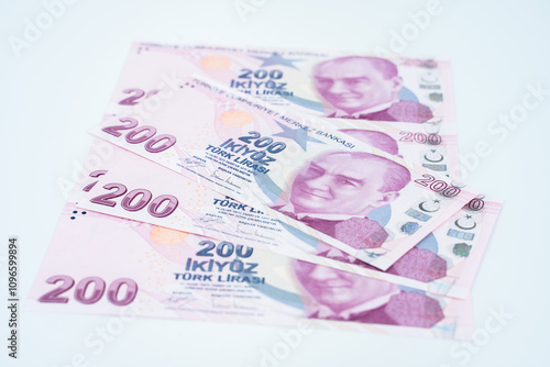 Turkish money top view trade representation
