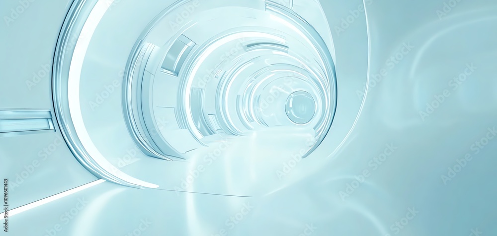 Fototapeta premium Abstract futuristic tunnel. Clean, bright, and minimalist design. Ideal for science fiction, technology, and architecture.