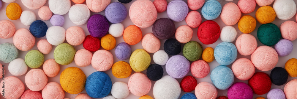 An array of yarn balls in vibrant colors and sizes, forming an artistic and eye-catching pattern that emphasizes color and texture in a captivating manner. An array of yarn balls in vibrant colors and sizes, forming an artistic and eye-catching pattern that emphasizes color and texture in a captivating manner.