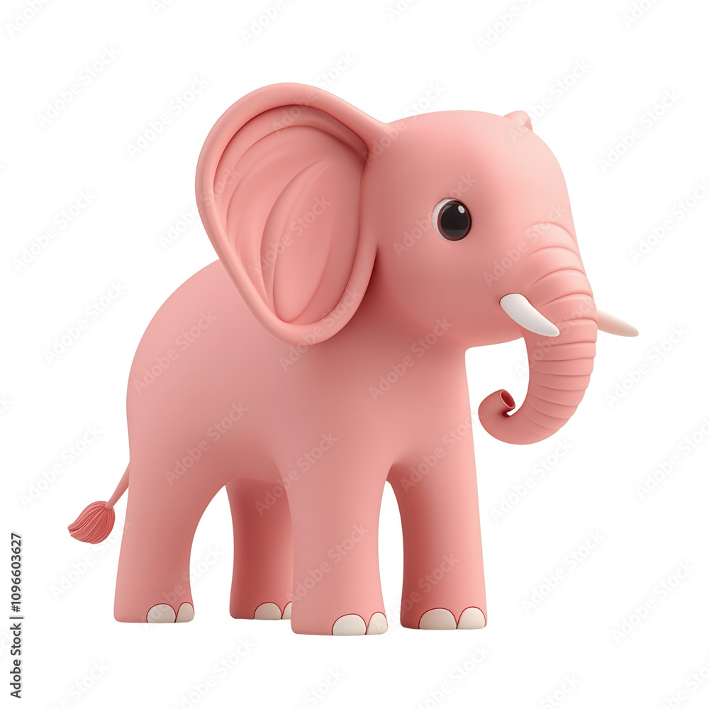 Obraz premium A cute, stylized pink elephant character with a joyful expression, perfect for children's illustrations or playful designs.