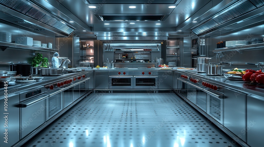 Fototapeta premium Stunning Commercial Kitchen Design: A Culinary Masterpiece