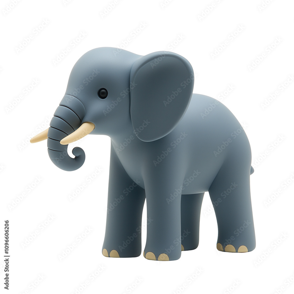Obraz premium A cute, cartoon-style elephant showcasing its unique features and charm, perfect for children's designs and educational materials.