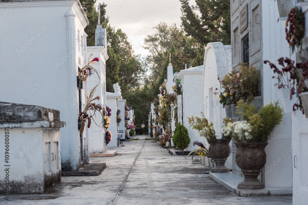 Naklejka premium Cemetery in Antigua, Close to Guatemala City. Antigua is Famous for its Spanish colonial buildings. Sighseeing Place.