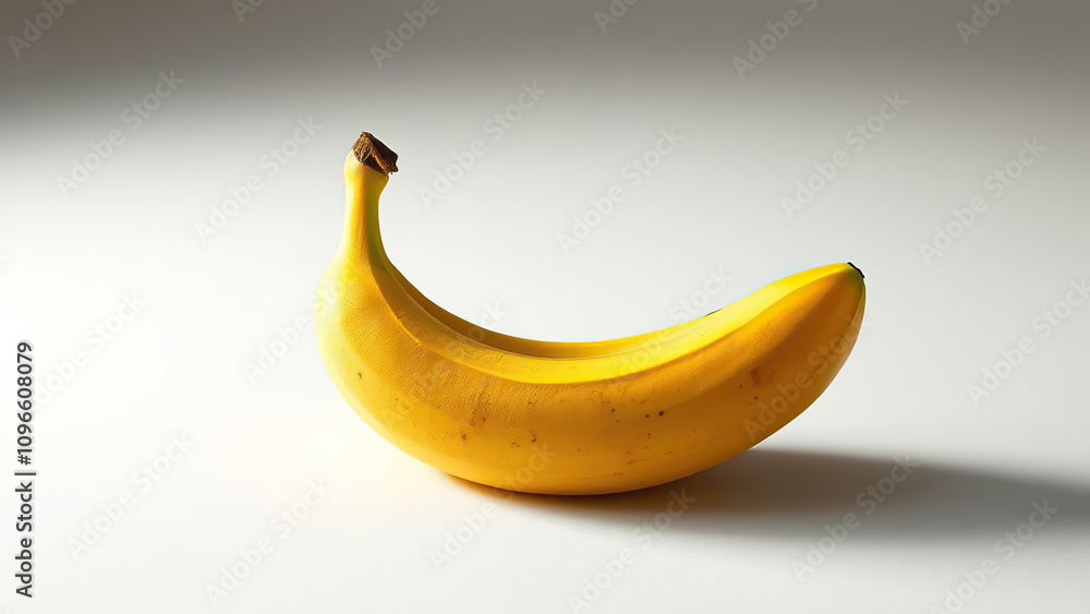 Healthy snack of ripe banana with dark shadows on white background, grove, tasty, garden, tropical fruit Healthy snack of ripe banana with dark shadows on white background, grove, tasty, garden, tropical fruit