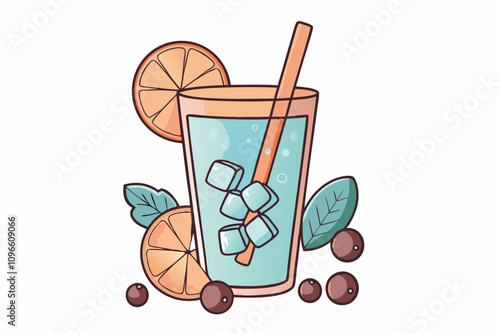 Refreshing Drink Vector Illustration with Vibrant Colors and Modern Aesthetic

