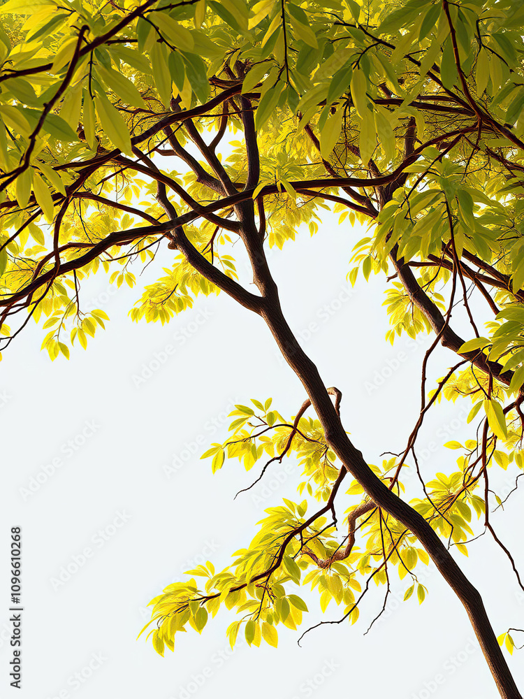 Mangrove tree branches covered in yellow and green leaves, growth, ecosystem Mangrove tree branches covered in yellow and green leaves, growth, ecosystem