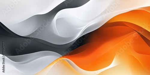 Wallpaper Mural Abstract background with flowing, layered shapes in shades of orange, white, gray, and black Torontodigital.ca