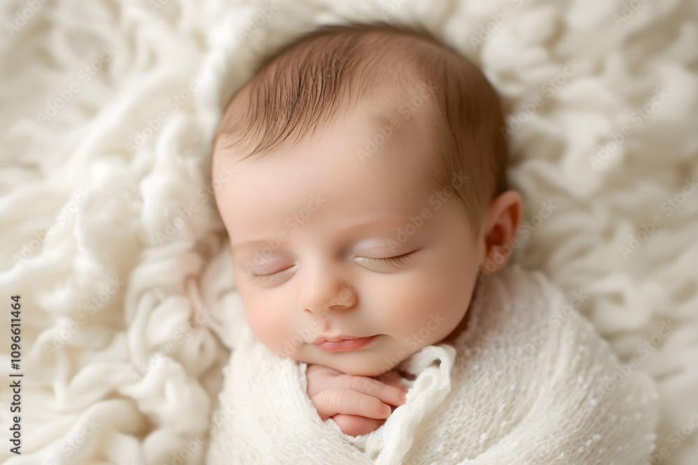 A baby is sleeping in a white blanket A baby is sleeping in a white blanket