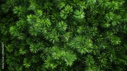 Close-up of lush green foliage, creating a textured and vibrant background.