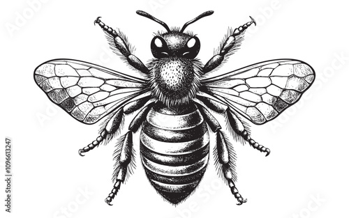 vintage bee sketch hand drawn drawing vector illustration