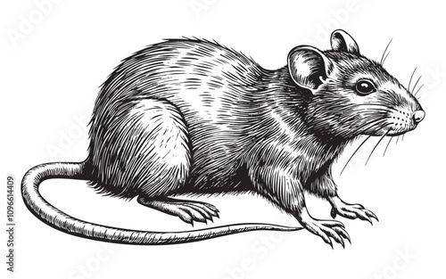 mouse rat sketch hand drawn drawing vector illustration