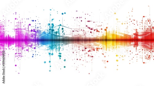 A colorful sound wave graphic representing audio visualization and music themes.