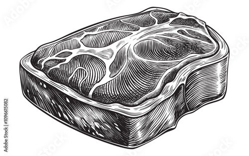 cut of raw meat sketch hand drawn drawing vector illustration