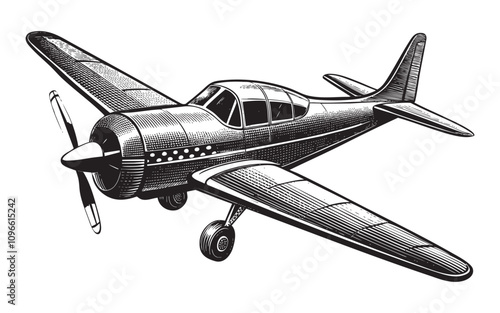 vintage airplane sketch hand drawn drawing vector illustration