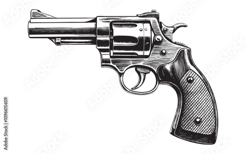 pistol gun sketch drawing hand drawn vector illustration