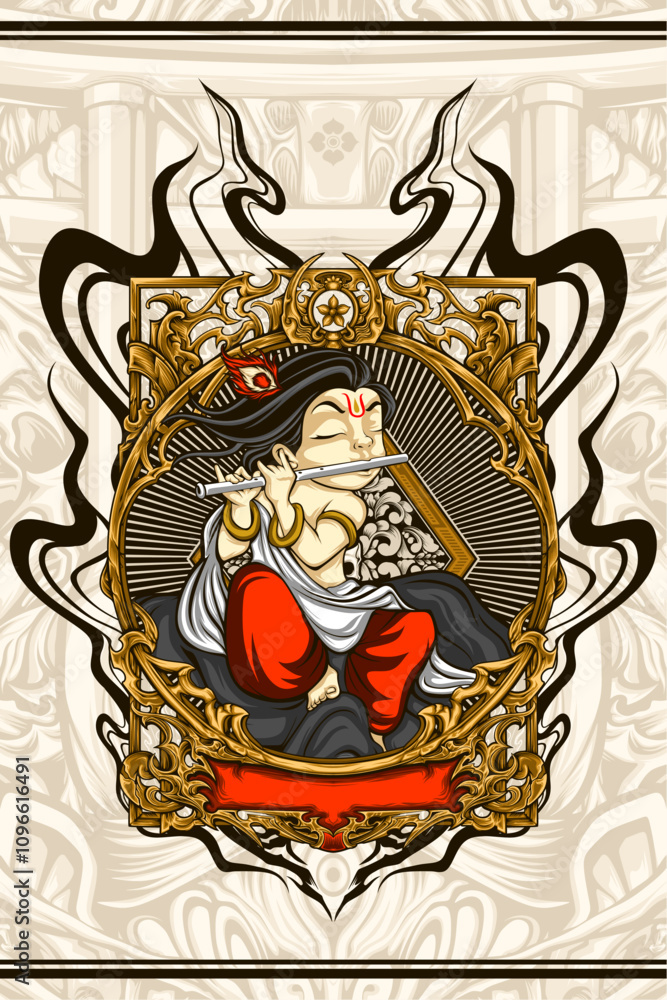 Fototapeta premium Krishna vector illustration