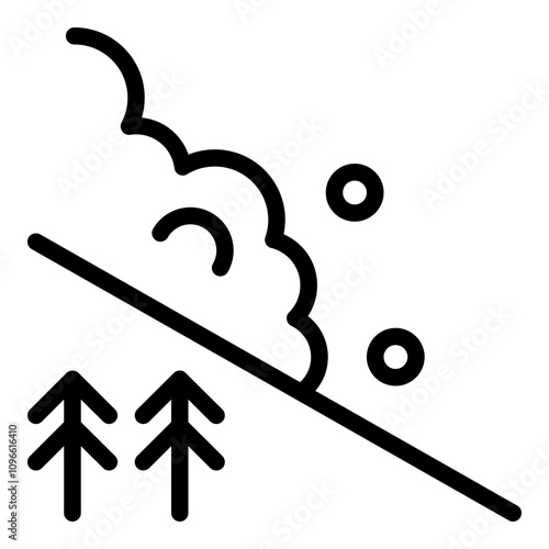 Snow avalanche icon. Vector line icon