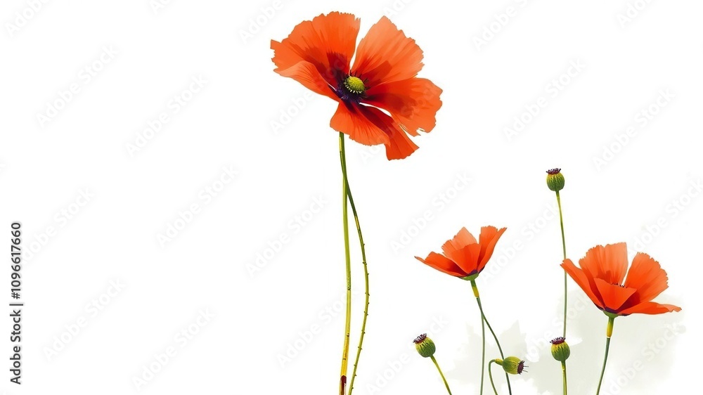Fototapeta premium Red poppy flower with bold brushstrokes and vivid colors, poppy, expressive
