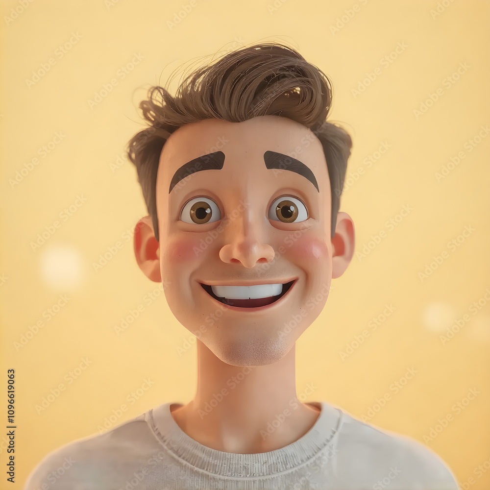 Smiling Happy Face of a Man: A Positive, Bright Character Illustration Smiling Happy Face of a Man: A Positive, Bright Character Illustration