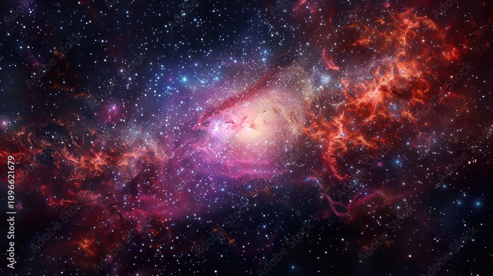A vibrant nebula with swirling clouds of gas and dust, illuminated by stars. A vibrant nebula with swirling clouds of gas and dust, illuminated by stars.