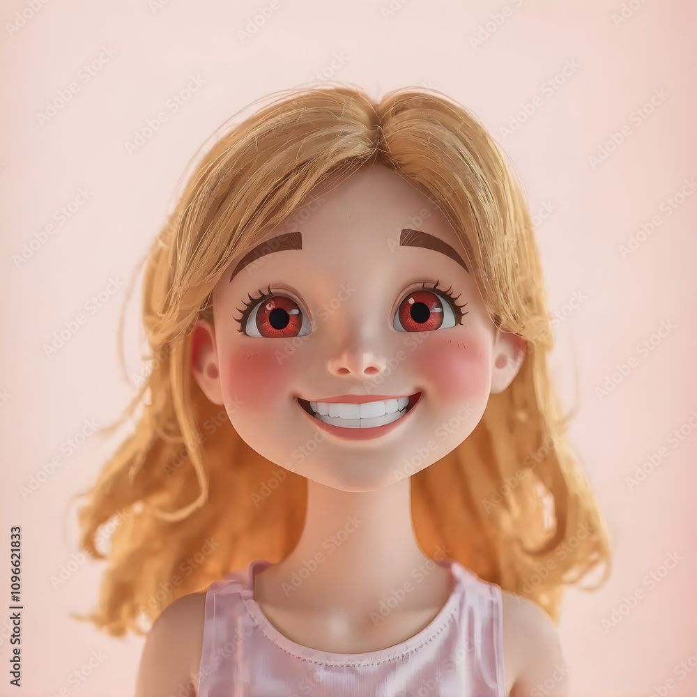 Smiling Happy Face of a Girl: A Bright, Joyful Character Illustration Smiling Happy Face of a Girl: A Bright, Joyful Character Illustration