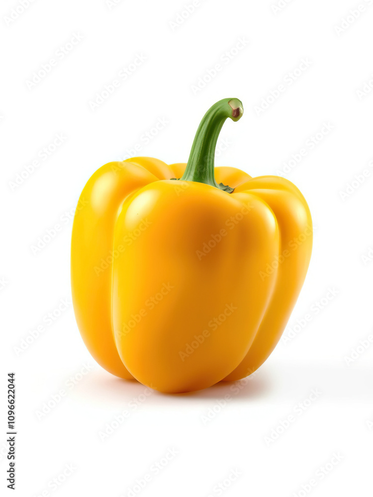 Whole yellow bell pepper isolated on white backdrop, produce, culinary Whole yellow bell pepper isolated on white backdrop, produce, culinary