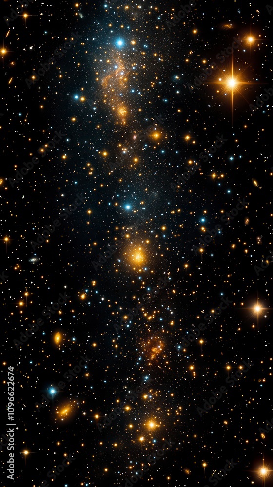 Naklejka premium Awe-Inspiring Cosmic Landscape: A Stunning Deep Space Image of Stellar Nebulae and Galaxy Clusters