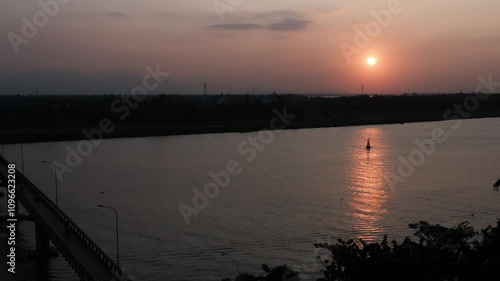 Romantic Sunset on the Thu Bon River in Hoi An, Vietnam