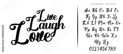 Hand drawn typography poster.Inspirational quote 'live laugh love'.For greeting cards, Valentine day, wedding, posters, prints or home