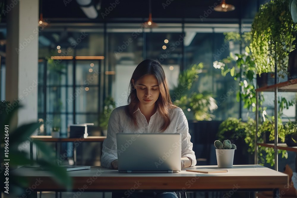 A beautiful businesswoman sitting and working A beautiful businesswoman sitting and working