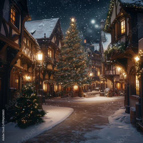 christmas tree at night