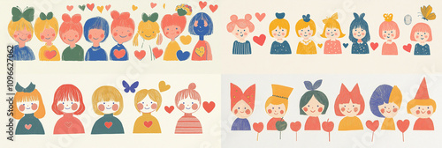 Cute Girl Icon Set