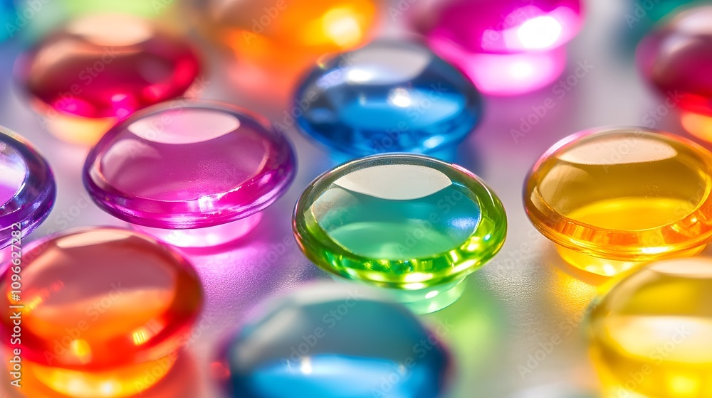 A detailed macro shot of colorful plastic pellets, their smooth surfaces illuminated softly, with light reflecting off each pellet to create intricate patterns and vibrant hues. A detailed macro shot of colorful plastic pellets, their smooth surfaces illuminated softly, with light reflecting off each pellet to create intricate patterns and vibrant hues.