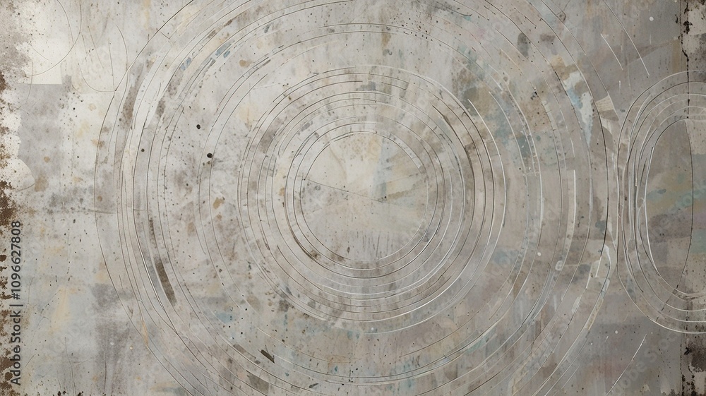Fototapeta premium White Abstract Background with Faded Circle Rings and Vintage Grunge Texture