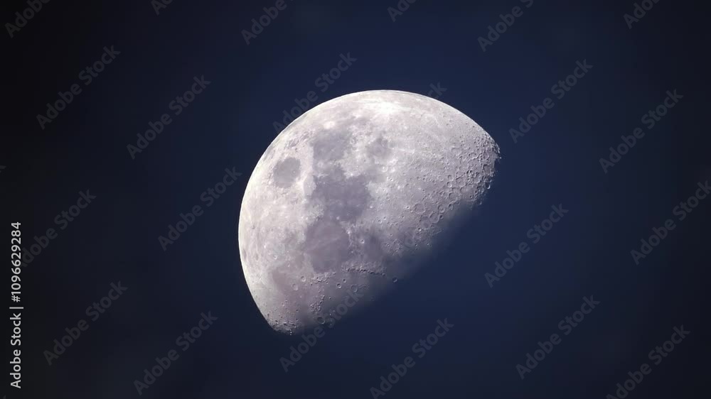 Dreamy Moon with Soft Clouds - Waxing Gibbous Phase with moving soft clouds