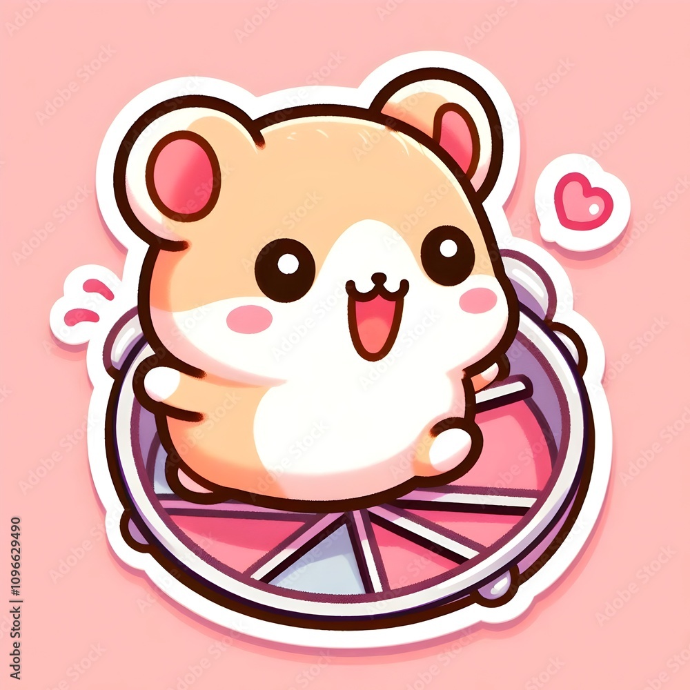 Fototapeta premium Happy Hamster on Pink Background