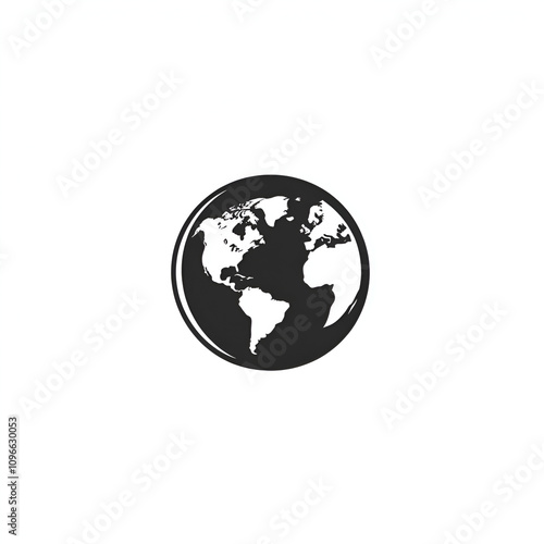 Geometric Minimalist Earth Logo with Global Aesthetic on White Background