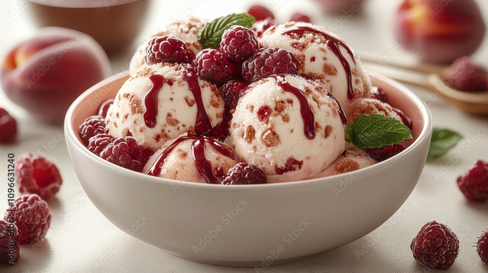 Scrumptious Raspberry Ice Cream Dessert with Elegant Presentation Scrumptious Raspberry Ice Cream Dessert with Elegant Presentation