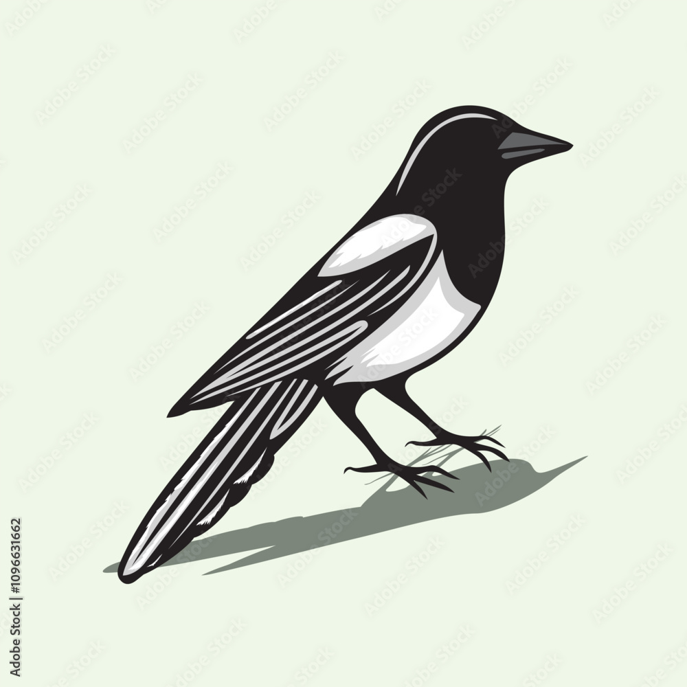 Fototapeta premium Bold Black amp White Magpie Vector Art