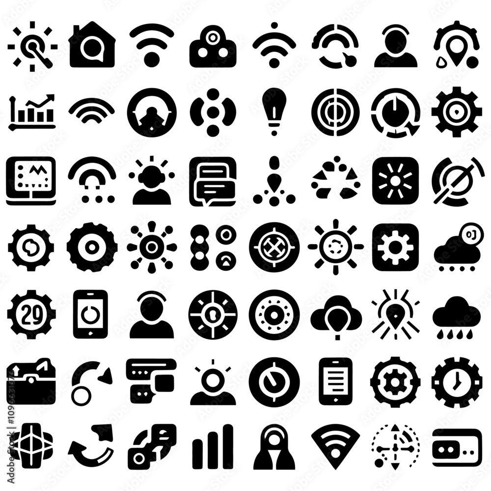 Status indicator icons collection including symbols like check marks, crosses, circles, dots, and signals, designed to represent different states or conditions such as online, offline, active. Status indicator icons collection including symbols like check marks, crosses, circles, dots, and signals, designed to represent different states or conditions such as online, offline, active.