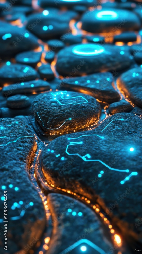 Futuristic glowing stones abstract design Futuristic glowing stones abstract design