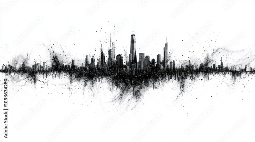 A stylized silhouette of a city skyline with abstract, ink-like splashes, creating a dynamic visual representation of urban life. A stylized silhouette of a city skyline with abstract, ink-like splashes, creating a dynamic visual representation of urban life.