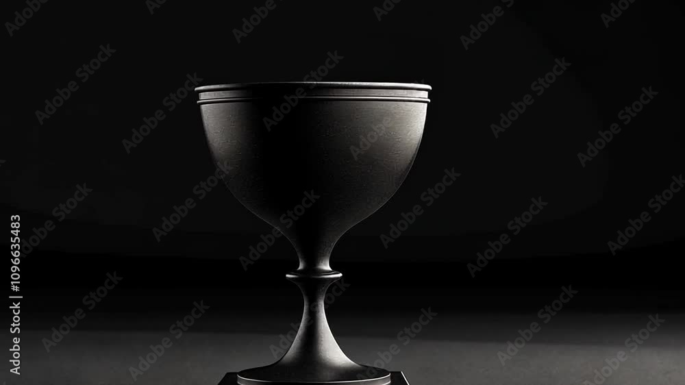 The trophy, featuring a classic design, stands prominently on a square pedestal, its dark surface reflecting subtle light, creating an elegant atmosphere in the evening. The trophy, featuring a classic design, stands prominently on a square pedestal, its dark surface reflecting subtle light, creating an elegant atmosphere in the evening.
