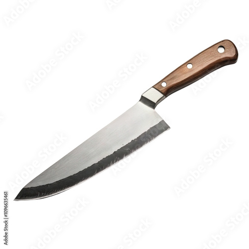 Chopping knife with wooden handle isolated on a transparent background