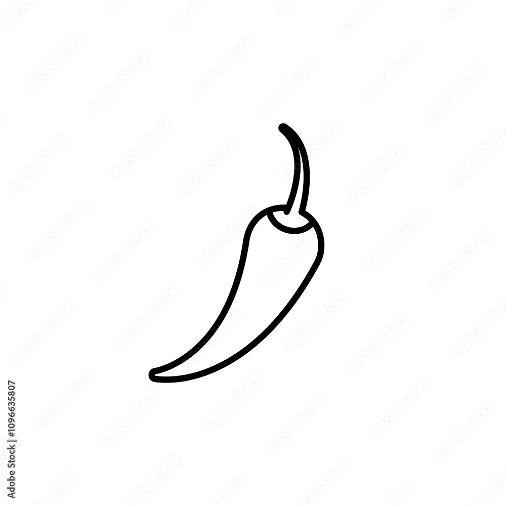 Chilli pepper vector icon outlined style. Chilli pepper vector icon outlined style.